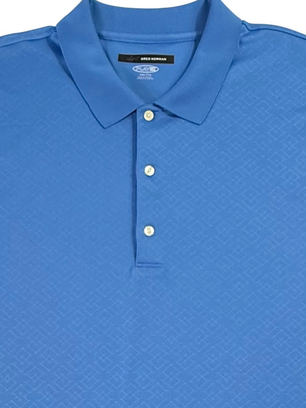 Greg Norman Play Dry Golf Polo Shirt Mens XXL Sky Blue Diamond Argyle NWOT